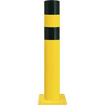Bolardo de protección XL negro y amarillo – Acero galvanizado – 1200 mm de altura – Fijo con placa de base