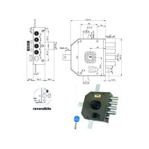 Cerradura de bomba con llave punzonada – 4 cierres verticales – Dimensiones 143,5x153,5x29 mm – 3 llaves