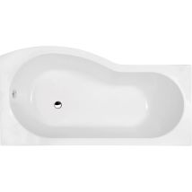 Affine - Bathroom P Shaped Right Hand Shower Bath Acrylic Gloss White Bathtub 1700 Modern - White