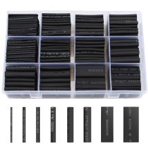 Guaina Termorestringente 650 Pezzi Guaina Termorestringente Nera 8 Dimensioni Kit Guaina Termorestringente Rapporto 2:1, Nero
