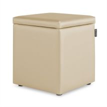 Happers - Pouf Cube Rangement Similicuir Écru 1 Unité Écru