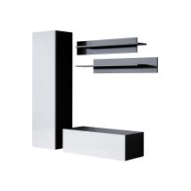 Mueble De Salón Composición De Salón Tv Mueble Tv Conjunto De Salón Ancho 160cm Modelo Luke 1d Negro Con Blanco Acabado En Brillo