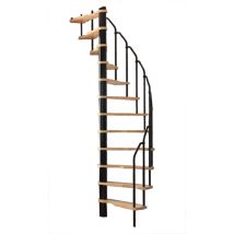Handystairs - Platzsparende Wendeltreppe "radius" – 140x70 Cm – 299 Cm Hoch – 12 Buchenstufen – Schwarz