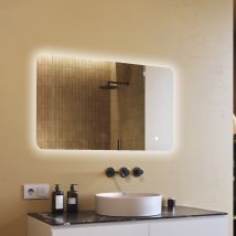 Espejo De Baño Led Artforma, 120x70, Interruptor Táctil, Led Dual, Espejo Redondeado