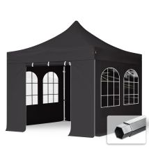 3x3m Gazebo Pieghevole Pes 800 Con Laterali (finestre), Professional 40mm Alluminio, Grigio Scuro