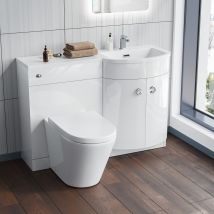 Dene Rh Back To Wall Toilet, Soft Close Toilet & Resin Basin White Flat Pack