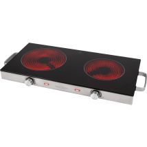 Proficook – Infrarot-Doppelkochplatte 2800W – Glaskeramikkochfläche – Temperaturregelung – rutschsichere Füße – schwarz / Edelstahl
