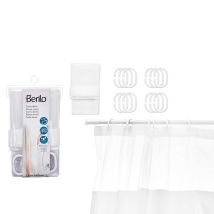 Cortina de baño 180x180 cm PEVA blanca – Cortina ducha transparente – Incluye anillas blancas