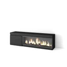 Skraut Home - Mueble Tv, Televisión, Muebles De Salón, Almacenaje, 160, Para Tv Hasta 65', Chimenea Eléctrica Xxl, Estilo Moderno, Negro