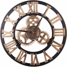 Große, Runde Wanduhr Im Vintage-stil Aus Metall, Geräuschlos, Batteriebetrieben, 45 Cm Durchmesser, Schwarze Römische Ziffern, Dekoration Für 