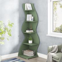 Tribesigns Corner Shelf, Modern 5-tier Wall Corner Bookshelf, Stylish Corner Small Bookcase Storage Rack Plant Stand With Unique Shape For Living Room