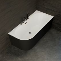Bañera Exenta - Capri 170 Droite Noire + Robinetterie Noire Mate - Negro - 170 X76 X58 Cm, By Spalina