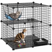 Pawhut Indoor Cat Cage With Diy Customizable Design 70 Cm Black
