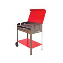Barbecue Rettangolare A Carbonella 'etna' Con Ruote - Bracere Cm.50x80
