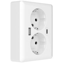2usb - 2u-449221 Unterputz-dose Mit Usb-c , Mit Usb-ladeausgang Weiß (glänzend)