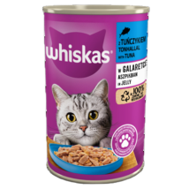 Whiskas – Thunfisch in Gelee – 400 g – 6,7% Protein, 3,2% Fett, 83,7% Feuchtigkeit – Für erwachsene und Senioren Katzen