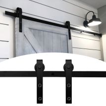 Wolketon Sistema Per Porte Scorrevoli 363 Cm Kit Per Porte Scorrevoli Binario Per Porte Scorrevoli Forato 35-45 Mm Di Larghezza