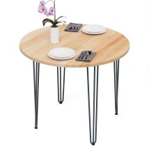Esstisch Rund 90 Cm Stärke: 28mm, Farbe: Natur, Beine: Anthrazit