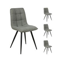 Lot De 4 Chaises Repas En Tissu Vert Et Noir - Alizo