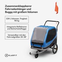 Anhänger Für 2 Haustiere Mit 324 L Volumen, Hybrid-buggy Mit Solider Stahlrahmenkonstruktion, Integrierten Reflektoren & Bremsen - Geräumiger Hunde-