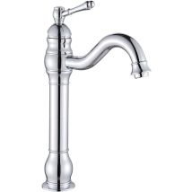 Suguword - Bathroom Basin Vessel Tap 360° Swivel Spout High Faucet Brass Single Lever Chrome Polished Cold And Hot Water Mixing