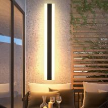 Lange Led-wandleuchte Für Villen Und Veranden, Ip65-außenleuchte, Wasserdichte Schwarze Led-leiste – 60 Cm, Warmweißes Licht