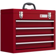 Durhand Lockable Tool Chest With Ball Bearing Slide Drawers Red 4 Drawers