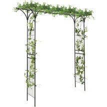 Goplus Arche De Jardin En Fer Forgé 205 Cm, Treillis Pour Diverses Plantes Grimpantes, Arche De Décoration Intérieure Et Extérieure Pour Cérémonie, 