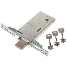 Cerradura de metal para insertar 68 FEB – Doble paleta – Pestillo reversible – Cierre triple con cerrojo de 4 mandos – Frontal de acero inoxidable