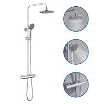 Lonheo - Auralum Columna Ducha Termostatica De 38°c Conjunto Ducha Con Termostatico Mezclador, Sistema De Ducha Termostatico Con Altura Ajustable 84cm
