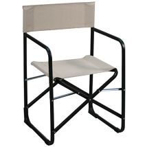 Sedia Regista in Acciaio – Design Elegante e Funzionale – Colore Telaio Antracite – Colore Telo Ecru – 80,5 cm x 62,5 cm x 50 cm
