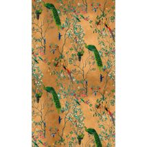 Floral Peacock Wall Mural Green Yellow Birds Chinoiserie Paste The Wall