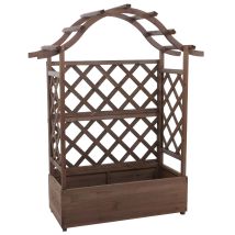 [nunca Usado] Jardinera Elevada Hhg-652, Maceta, Jardinera, Macetero, Enrejado, Soporte Para Enredaderas, Espaldera De Madera Mvg 138 X 110 X 44 Cm, 
