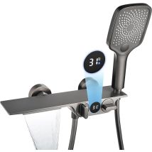Rubinetti Vasca Con Cascata, Rubinetto Vasca Da Bagno Con Display Della Temperatura, Rubinetto Doccia In Ottone, Miscelatore Per Vasca Da Bagno Con 3 