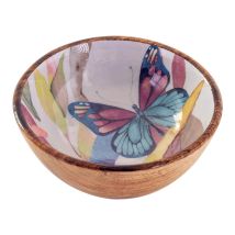 Ciotola a farfalla piccola marrone in legno – Design esclusivo per antipasti e dessert – 6,5 cm x 15 cm x 15 cm – 215 grammi