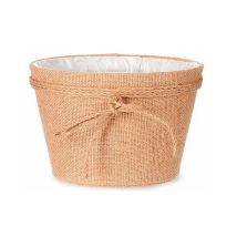 Macetero de tela saco con lazo 12 x 12,5 cm – Forro interior – Ideal para decorar – Material natural