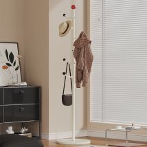 Freosen - Garderobenständer Kleiderständer Mit 6 Haken Garderobenständer Auf Ständer Für Kleidung Hüte Wohnzimmer Schlafzimmer 174x36cm Weiß