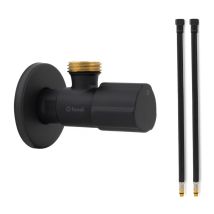 Robinet Acs Noir Mat - M 1/2"/m 1/2" + 2 Flexibles 600mm Noir Polymère Øintér.8mm - F 1/2" M10x1 - Tucai