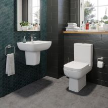 Affine - Bathroom Cloakroom Suite Toilet Close Coupled Basin Semi Pedestal