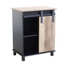 Vitrine DEFIBRICO – 60 x 40 x 78 cm – Bois et acier – Minimaliste, moderne, porte coulissante – Noir et marron