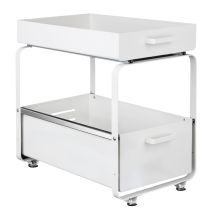 Almacenaje Bajo Fregadero 2 Niveles Organizador Con Cestas Deslizantes Especiero, Estantes De Cocina, Armario, Organizador De Condimentos, Blanco 