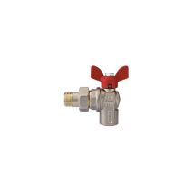 Válvula de esfera a escuadra con mariposa de aluminio rojo DN 25 – Fitting type 2, Fitting fixing