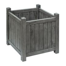 Rowlinson – Alderley Square Planter – Hardwood – Pre-painted Grey Wash – 50 Litres Capacity – 485mm Height – 415mm Width – 415mm Depth