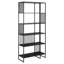 Strington Bücherregal 5 Ablagen schwarz – Maximale Belastung 19 kg – Hochwertige Materialien – Elegantes Design für jedes Zuhause