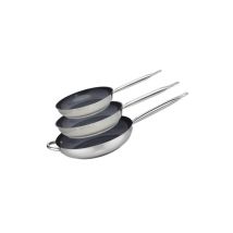 Set De 3 Poeles A Induction - Elo - Professional - Inox 18/10 Elodur - Ø 24-28 Et 32 Cm