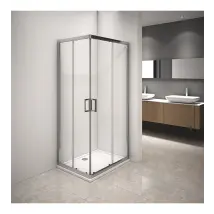 Eurobrico - Box Doccia Angolare In Alluminio Con Vetro Trasparente 70x90x185 Cm