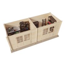 Gartenhaus Maria Twin Gartenhaus Aus Holz In Grau, Holzhaus Mit 28 Mm Wandstärke, Blockbohlenhaus Mit Montagematerial - Alpholz