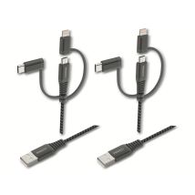 Prouser Usb-kabel-set 3-in-1, 2er-set, 50 Cm / 100 Cm