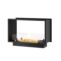 Sololed - Cheminée Bioéthanol 2side 800 Slim Encastrable À Deux Façades - Noir Mat, Avec Vitre, Brûleur 1 L, Design Moderne