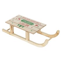 Ecd Germany Led Deko Schlitten Aus Holz Mit Warmweißen Leds, 42 X 16 Cm, Natur-braun, Batterriebetrieben, Beleuchteter Dekoschlitten Mit Timer, 